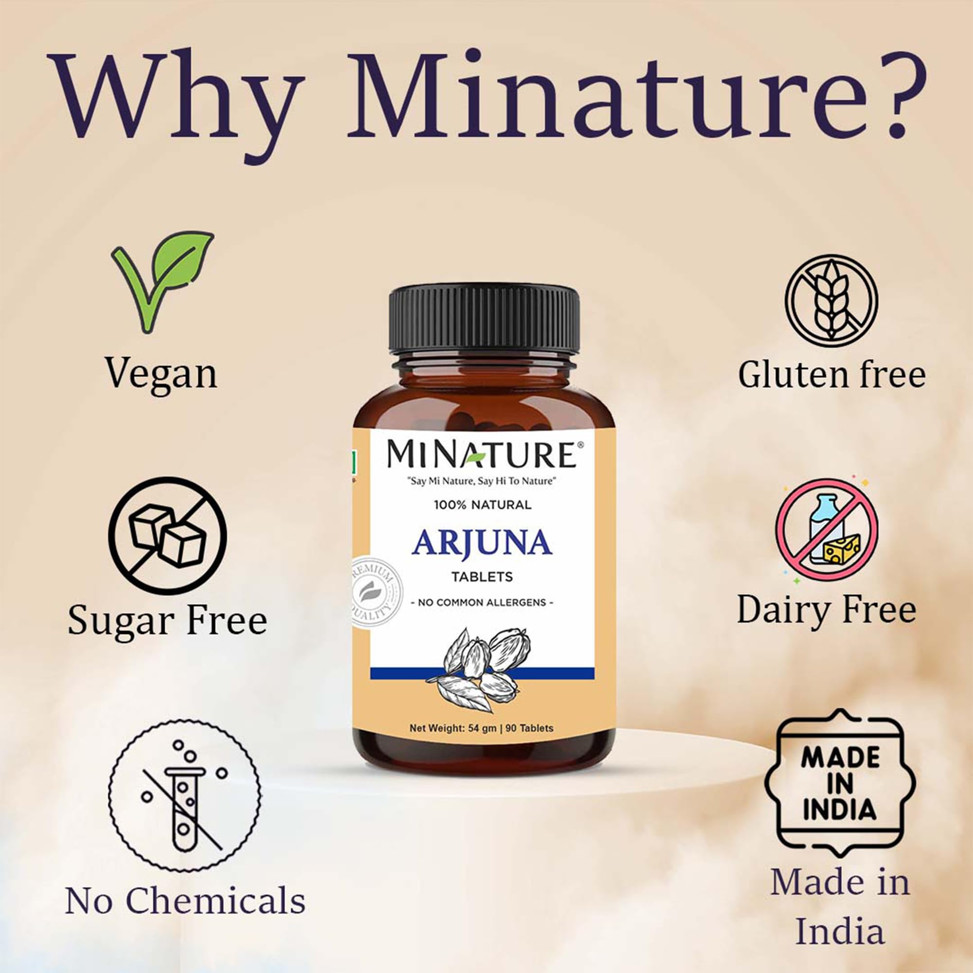 Arjuna Tablets by mi Nature -90 Tablets, 1000mg | 45 Day Supply | 100% Natural Arjuna Tablet | Arjun bark | Saraca Indica | from India - Image 4