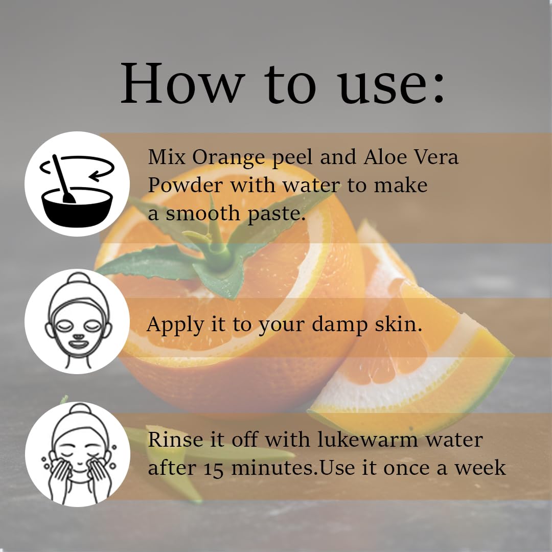 Combo of Orange Peel Powder & Aloe Vera Powder by mi nature | For Natural Skincare Facial Mask |DIY Face Pack |All Pure & Natural | freen from Chemical | Made in India| (Pack of 2) 227gram(08Oz) Each - Image 4