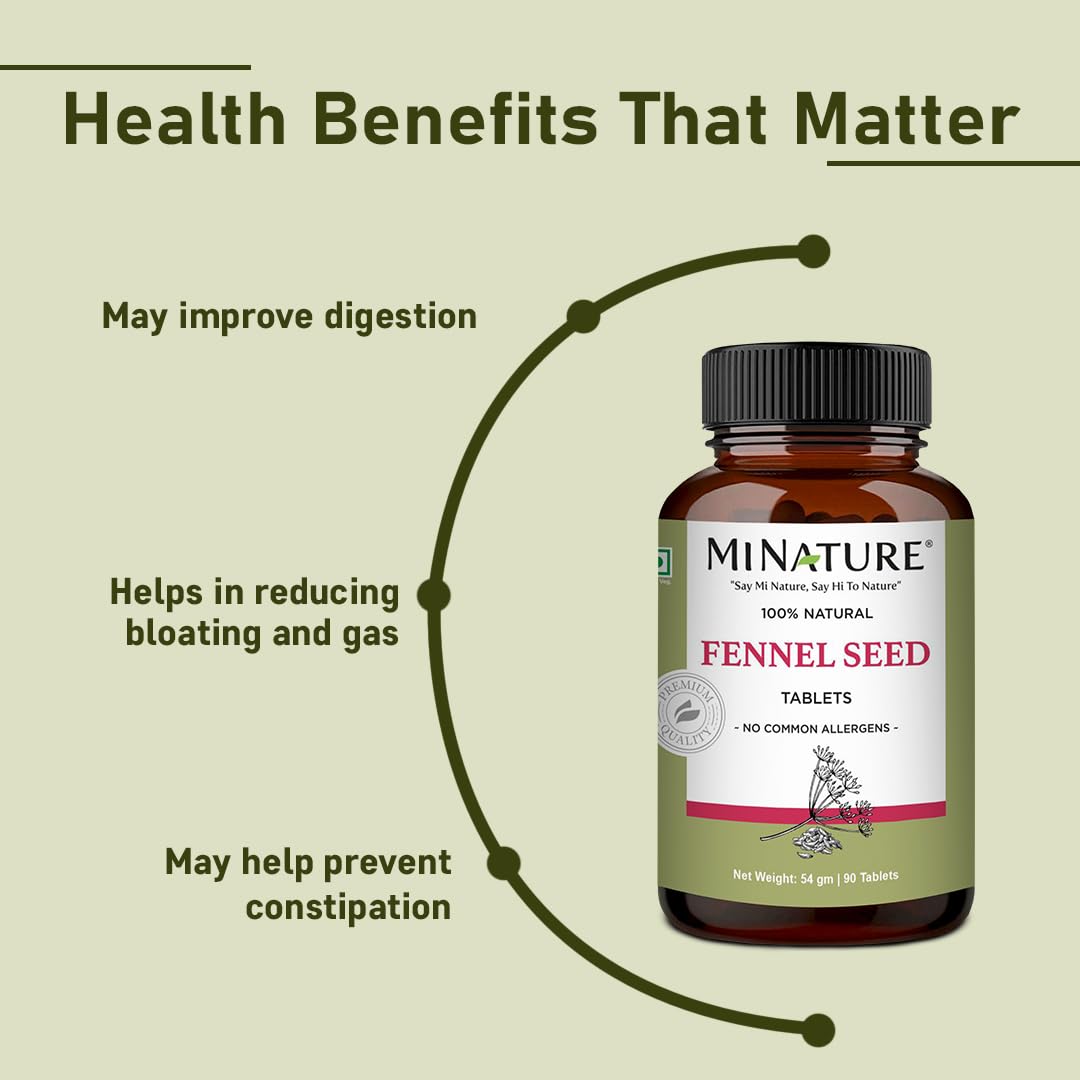 Fennel Seed Tablets by mi Nature | 90 Tablets, 1000 mg | 45 Days Supply | Foeniculum vulgare| - Image 4