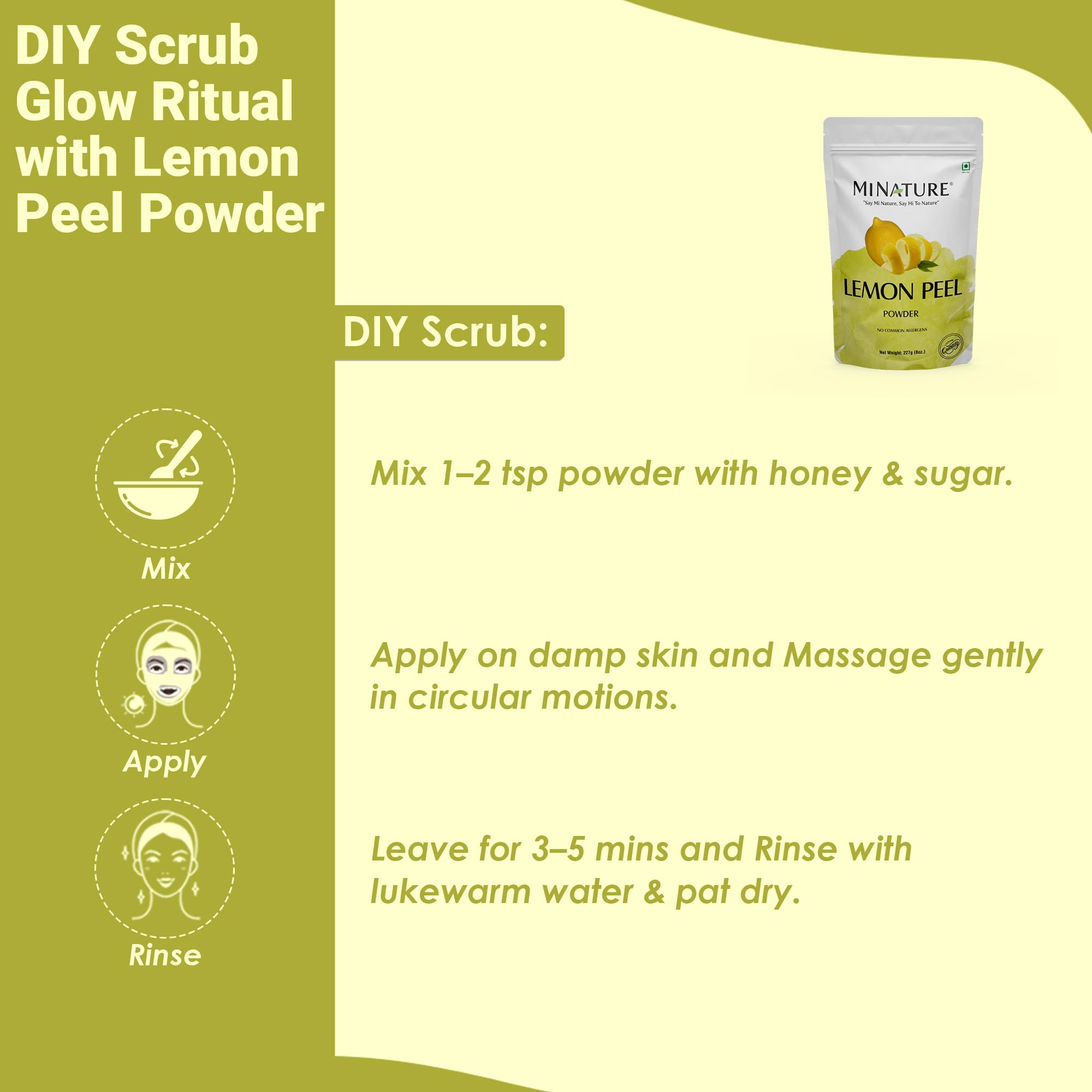 Lemon Peel (Citrus Limon) Powder by mi nature| 100% Pure and Natural | 227g,(8oz), (1/2 lb) | Vegan | Non-GMO | For Skin care | Used for Soap making | Stimulate hair growth - Image 7