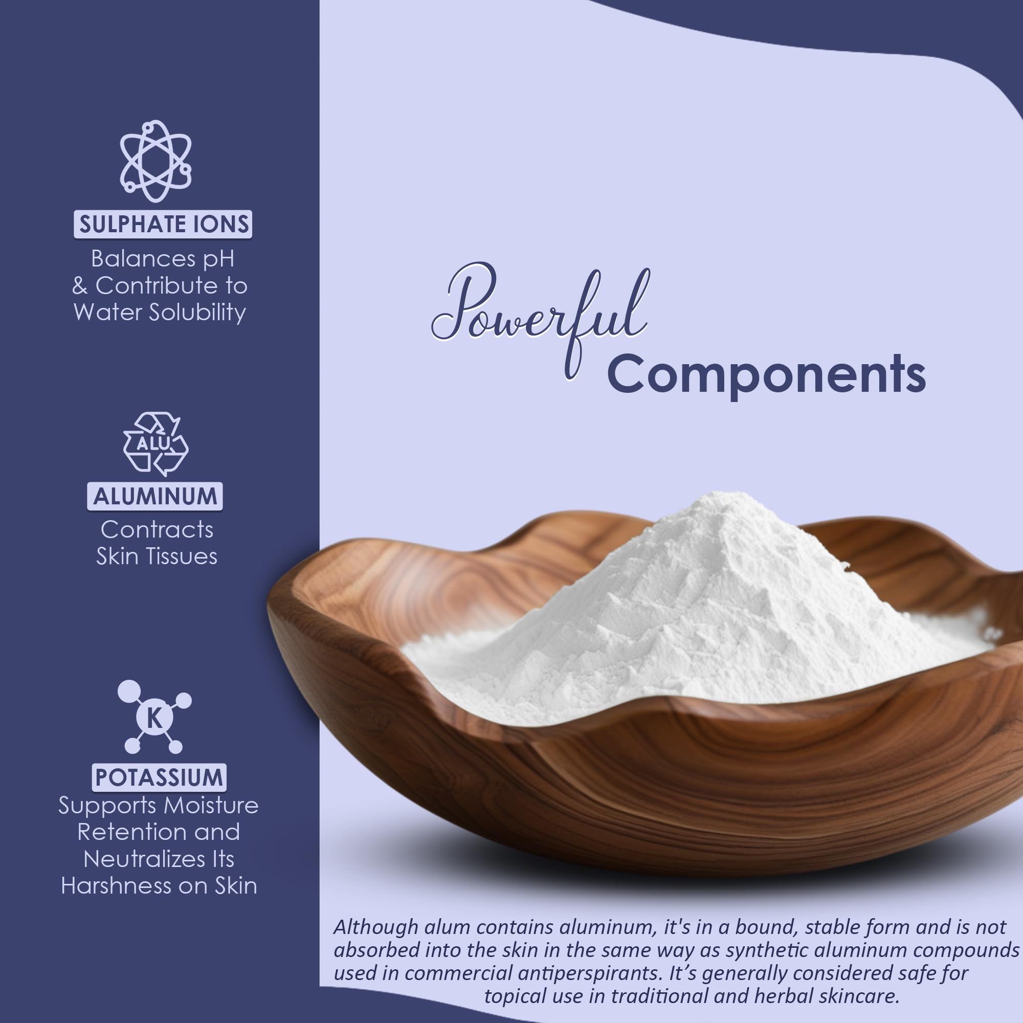 Mi Nature Alum Powder Potassium (Fitkari/Phitkari) -100% Natural Skincare for Acne, Odor Control & Water Purification Face Mask for |Pore Refining 454g (16oz) |Face Pack Powder |Cruelty-Free - Image 3