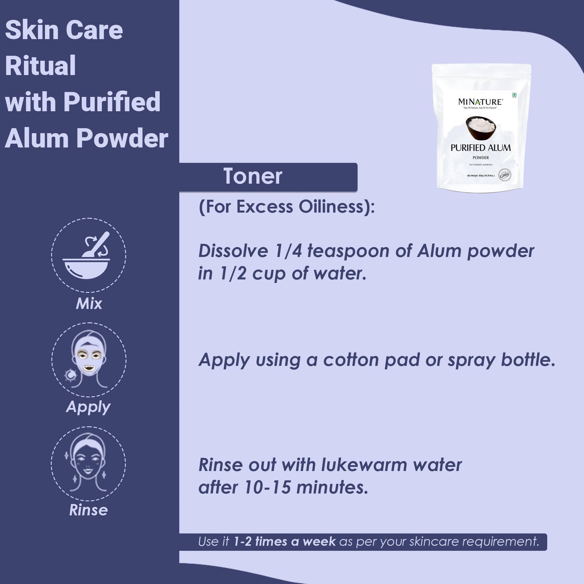 Mi Nature Alum Powder Potassium (Fitkari/Phitkari) -100% Natural Skincare for Acne, Odor Control & Water Purification Face Mask for |Pore Refining 454g (16oz) |Face Pack Powder |Cruelty-Free - Image 5