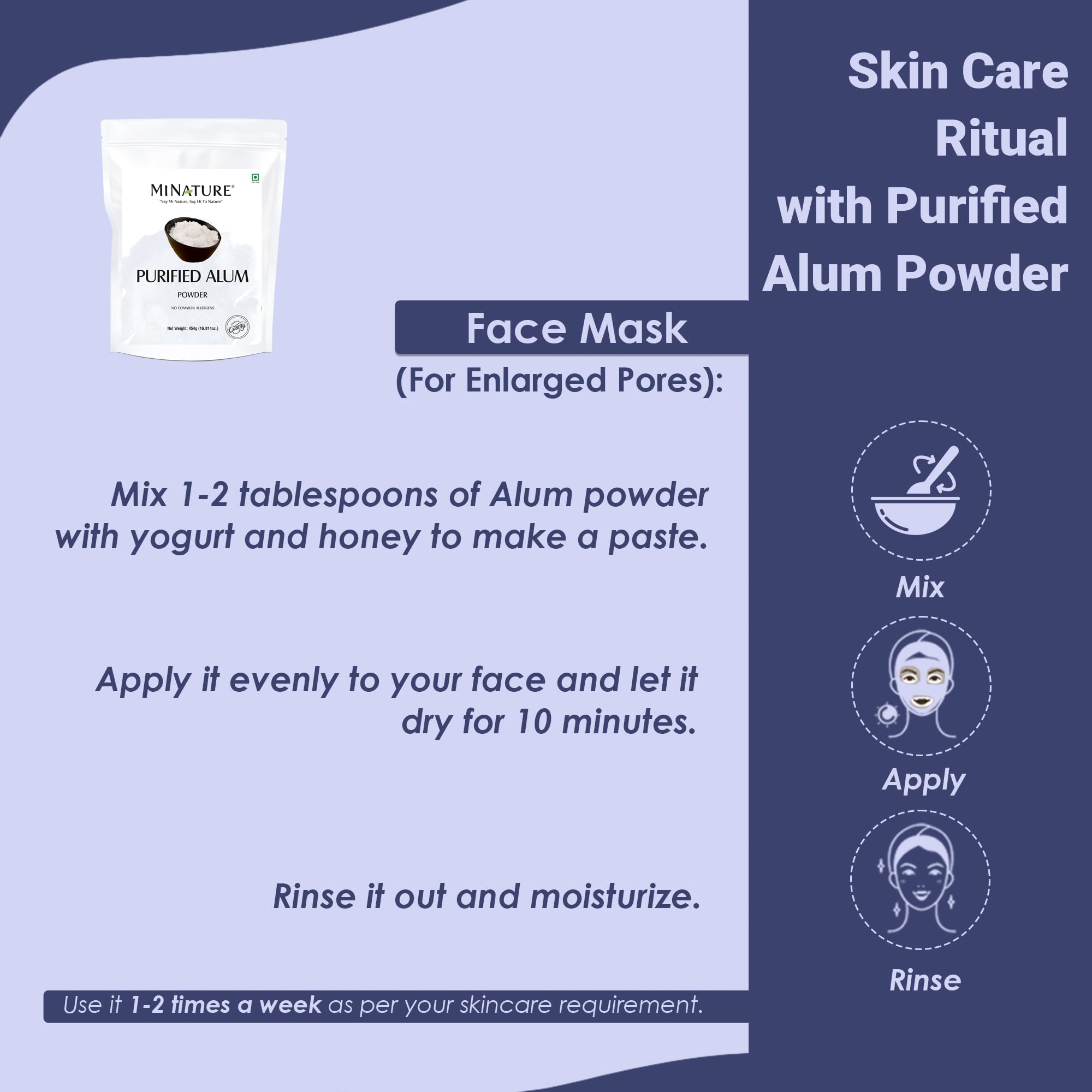 Mi Nature Alum Powder Potassium (Fitkari/Phitkari) -100% Natural Skincare for Acne, Odor Control & Water Purification Face Mask for |Pore Refining 454g (16oz) |Face Pack Powder |Cruelty-Free - Image 6