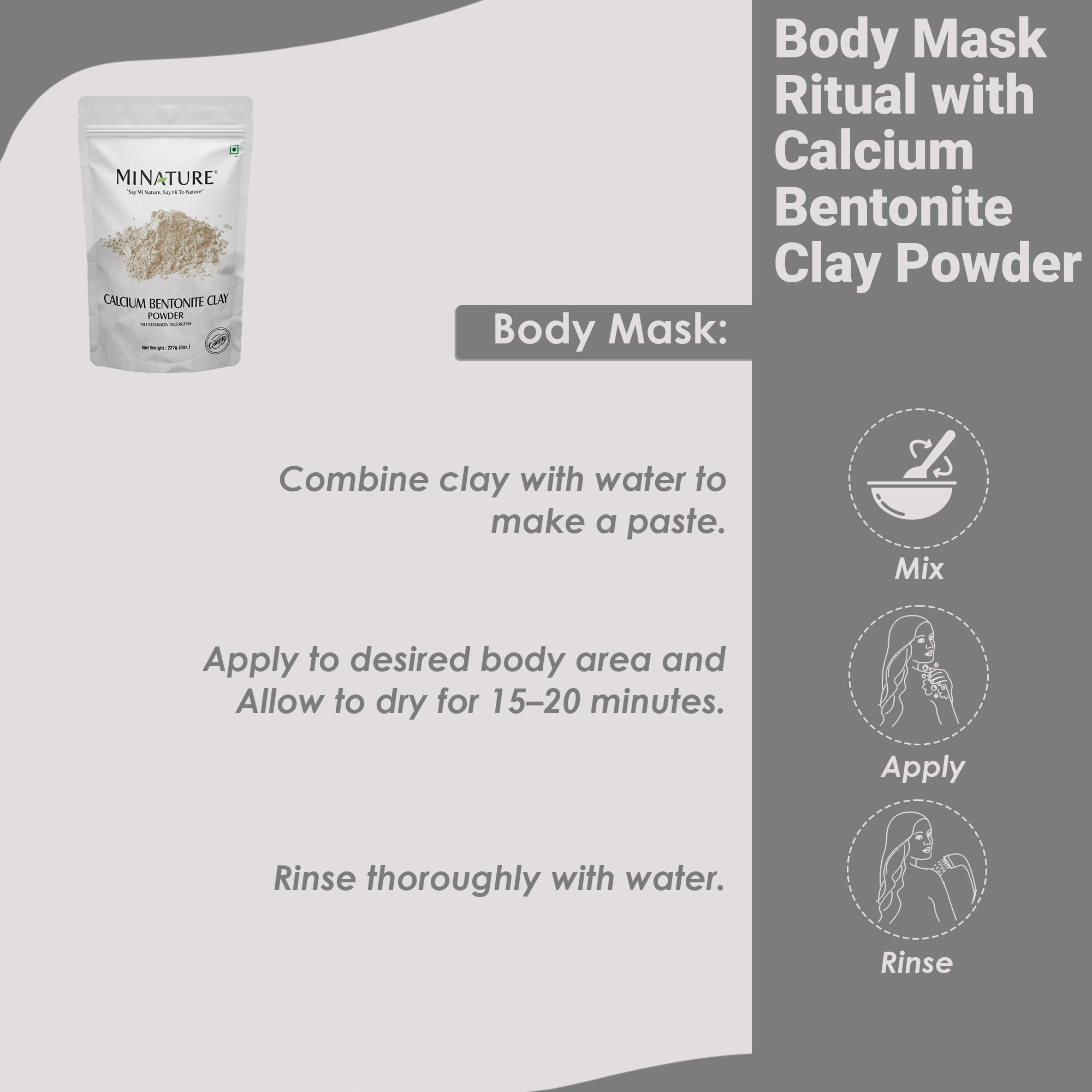 Mi Nature Calcium Bentonite Clay Powder | Indian Healing Clay | Natural Herbal Skin Care | Great For DIY Mask, Soap, & Scrub | For Gentle Care Made In India | 227g(8oz) (0.5lb) - Image 5
