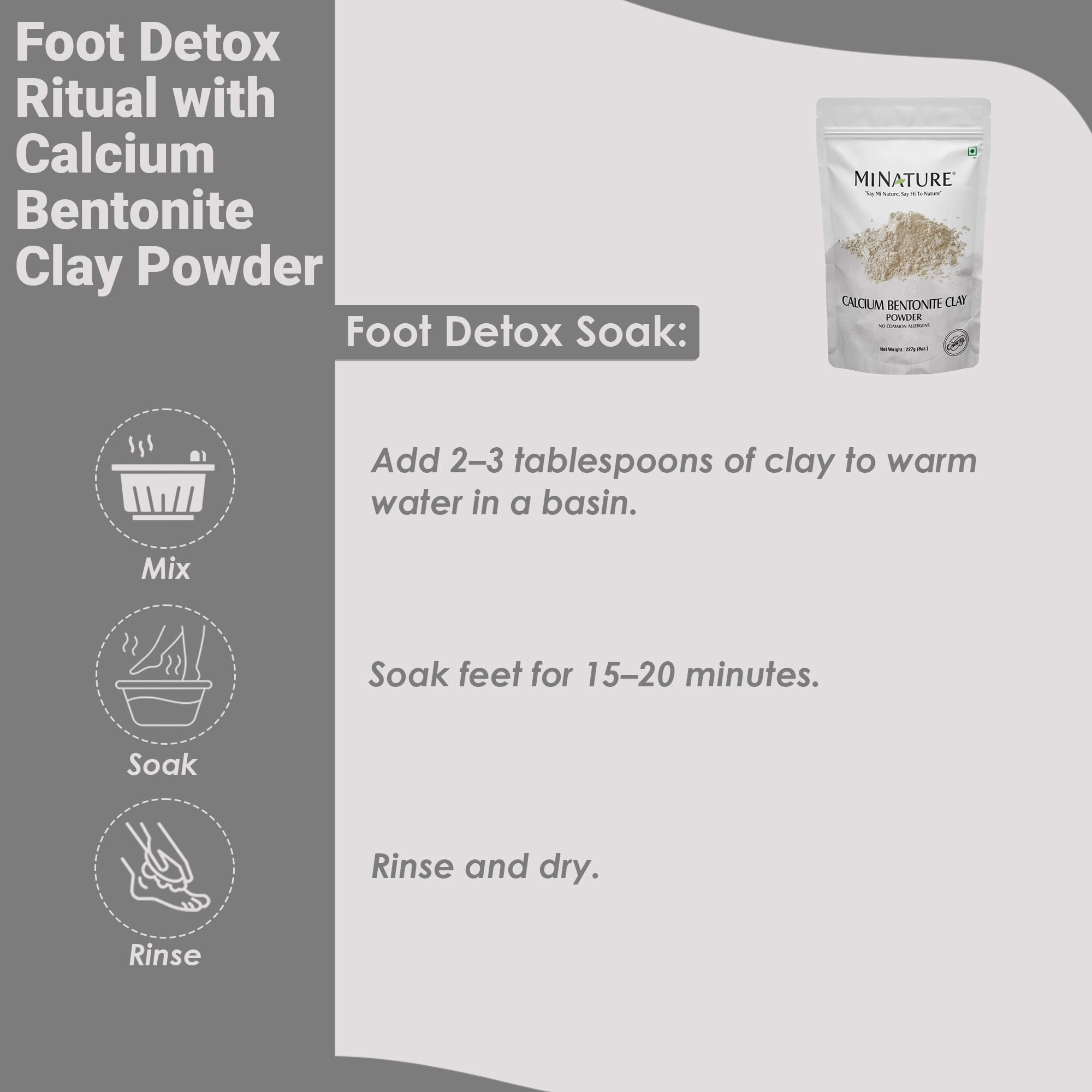 Mi Nature Calcium Bentonite Clay Powder | Indian Healing Clay | Natural Herbal Skin Care | Great For DIY Mask, Soap, & Scrub | For Gentle Care Made In India | 227g(8oz) (0.5lb) - Image 6