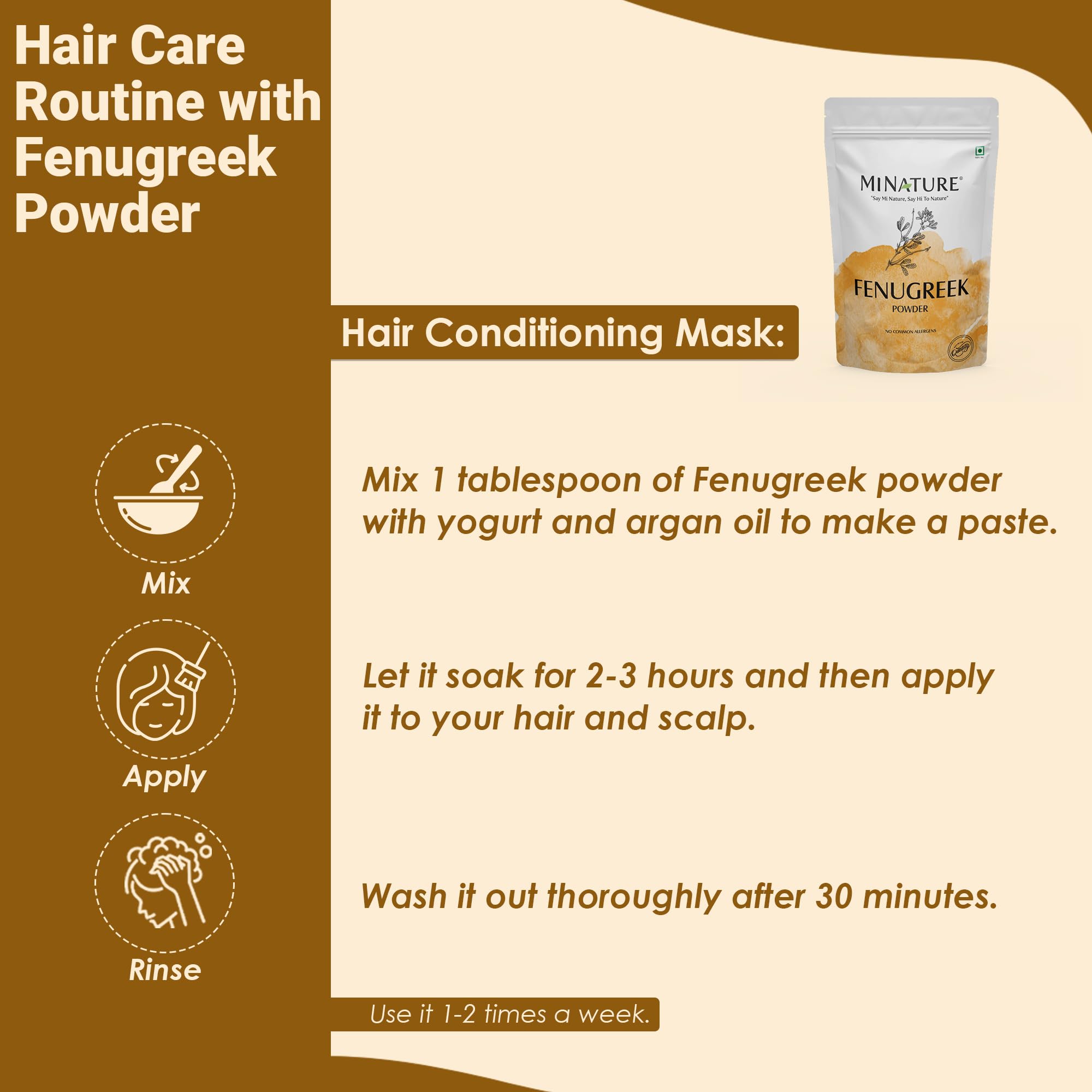 Mi Nature Fenugreek Powder - 100% Natural Trigonella Foenum Seeds - Pure Methi Powder for Cooking, Hair and Skin Care - 100g (3.5oz) Resealable Pouch - Image 5