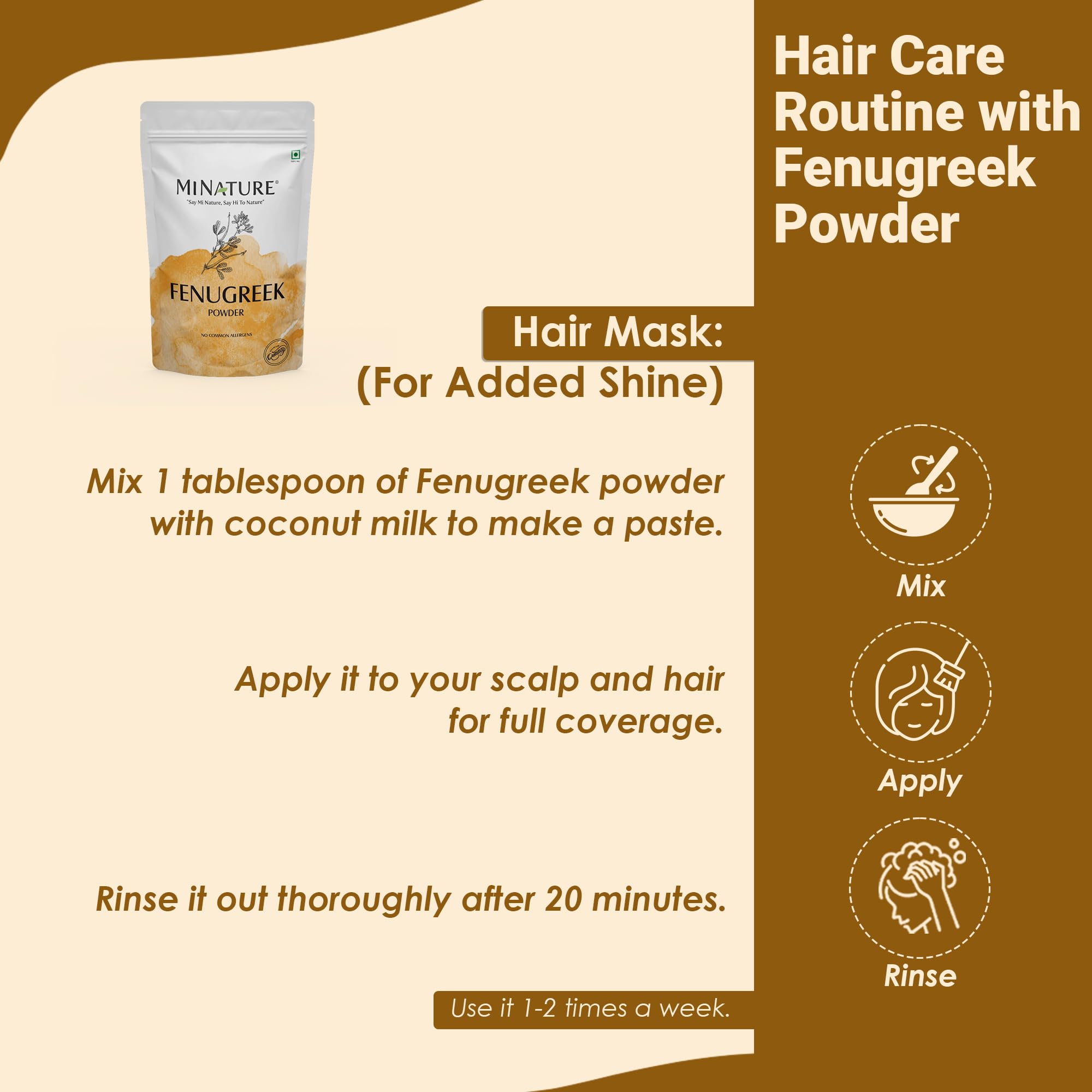 Mi Nature Fenugreek Powder - 100% Natural Trigonella Foenum Seeds - Pure Methi Powder for Cooking, Hair and Skin Care - 100g (3.5oz) Resealable Pouch - Image 6