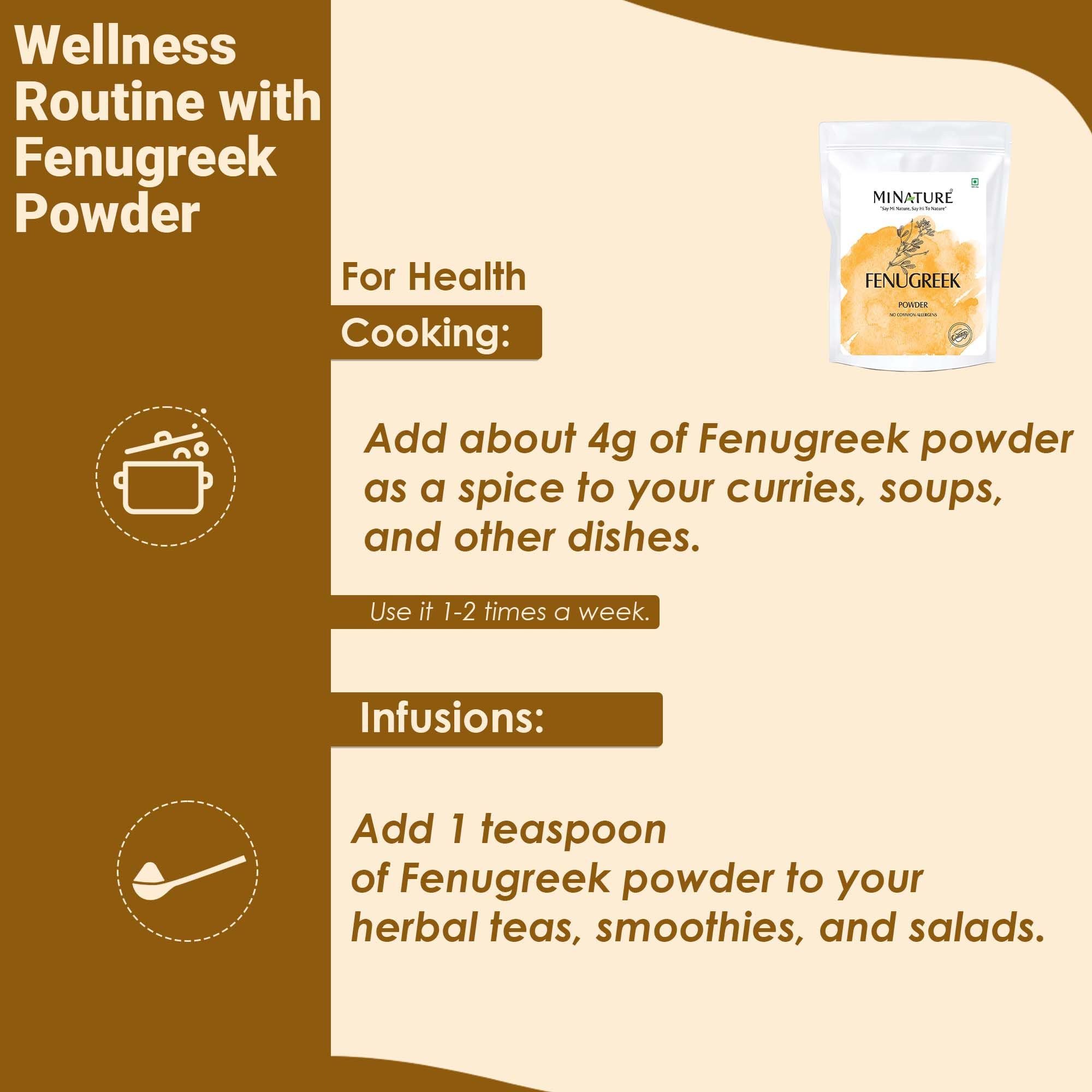 Mi Nature Fenugreek Powder - 100% Natural Trigonella Foenum Seeds - Pure Methi Powder for Cooking, Hair and Skin Care - 454g (16oz) Resealable Pouch - Image 6