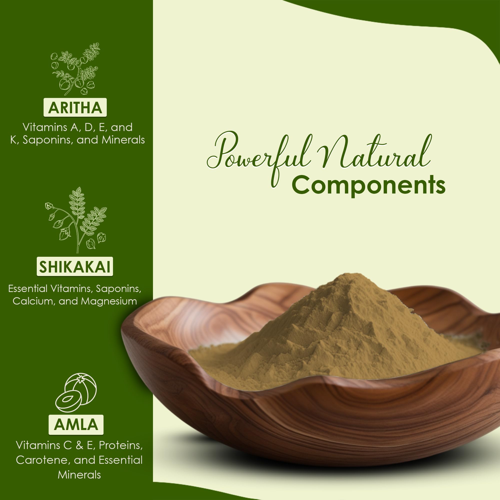 Mi Nature Hair Care Pack with Hair Brush |Triple Action Amla Aritha Shikakai Formula | 100g Pure Herbal Blend for Strong Shiny Hair |Natural Cleansing Powder |Chemical Free Wash for Damaged & Dry Hair - Image 4