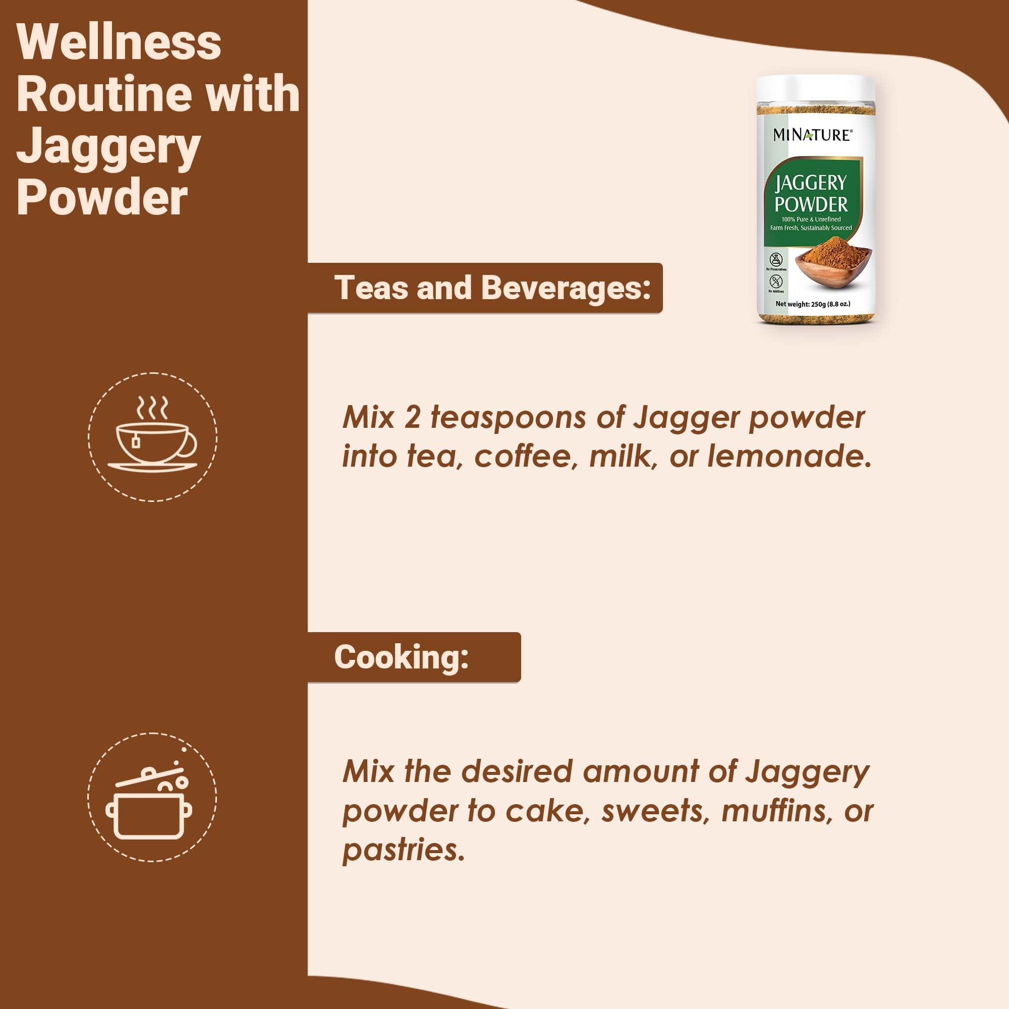 Mi Nature Jaggery Powder | Pure & unrefined Farm Fresh Sugarcane Gur/Gud |Rich in Vitamins & Minerals |Natural Sweetener & Sugar Substitute| No additive & Preservative |250g(8.81oz) - Image 5