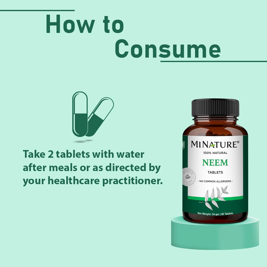 Mi Nature Neem Tablets | 100% Pure & Natural | 500mg | 90 Tablets | 45 Day Supply | Herbal Supplement | Vegan & Gluten Free - Image 4