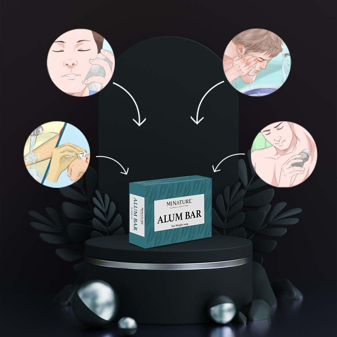 Mi Nature Pure Alum Bar Pack of 3(100g*3)|Natural Phitkari Block |Potassium Alum Stone |Shaving Bar |Skin Astringent |Water Clarifier |Odor Control - Image 5