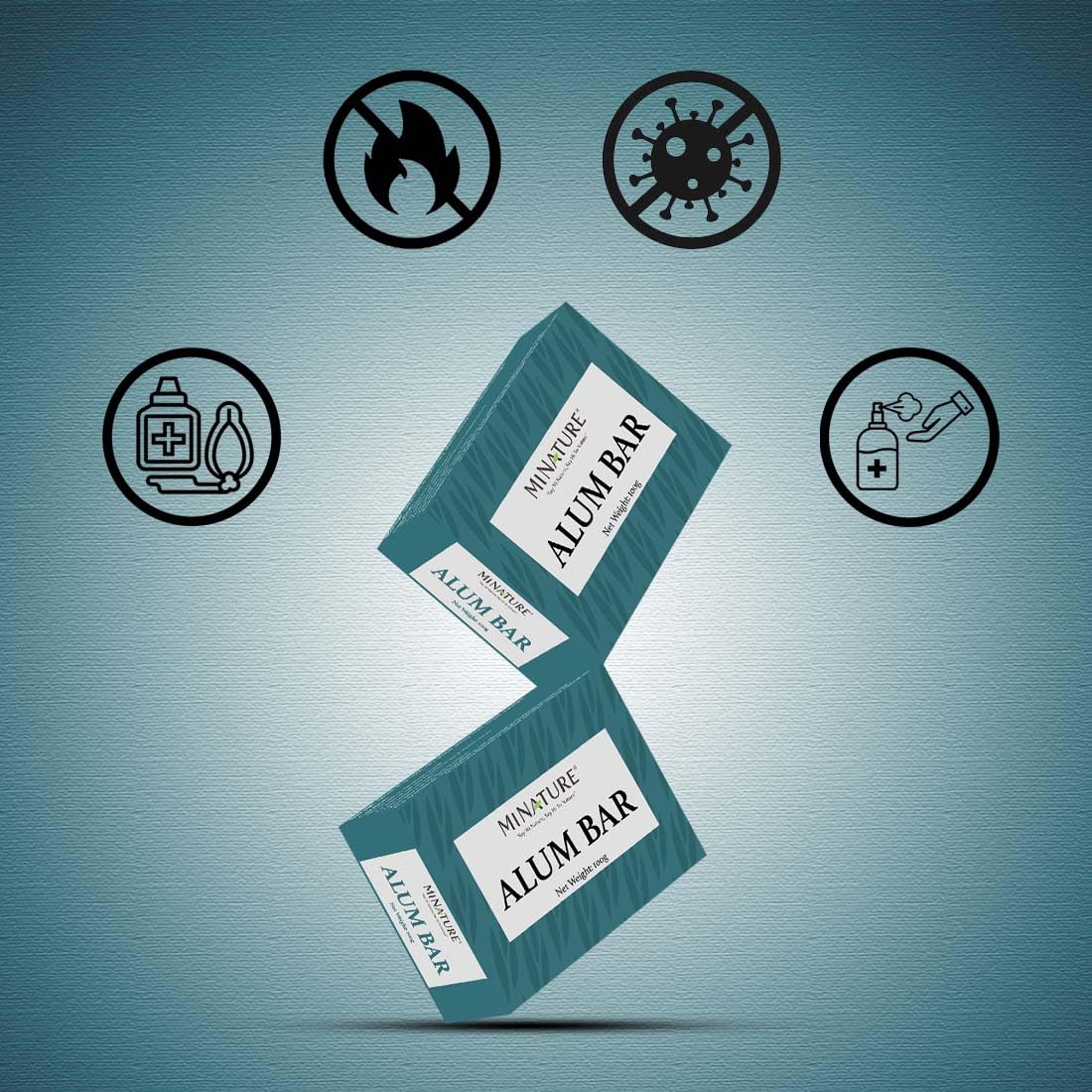 Mi Nature Pure Alum Bar Pack of 3(100g*3)|Natural Phitkari Block |Potassium Alum Stone |Shaving Bar |Skin Astringent |Water Clarifier |Odor Control - Image 6