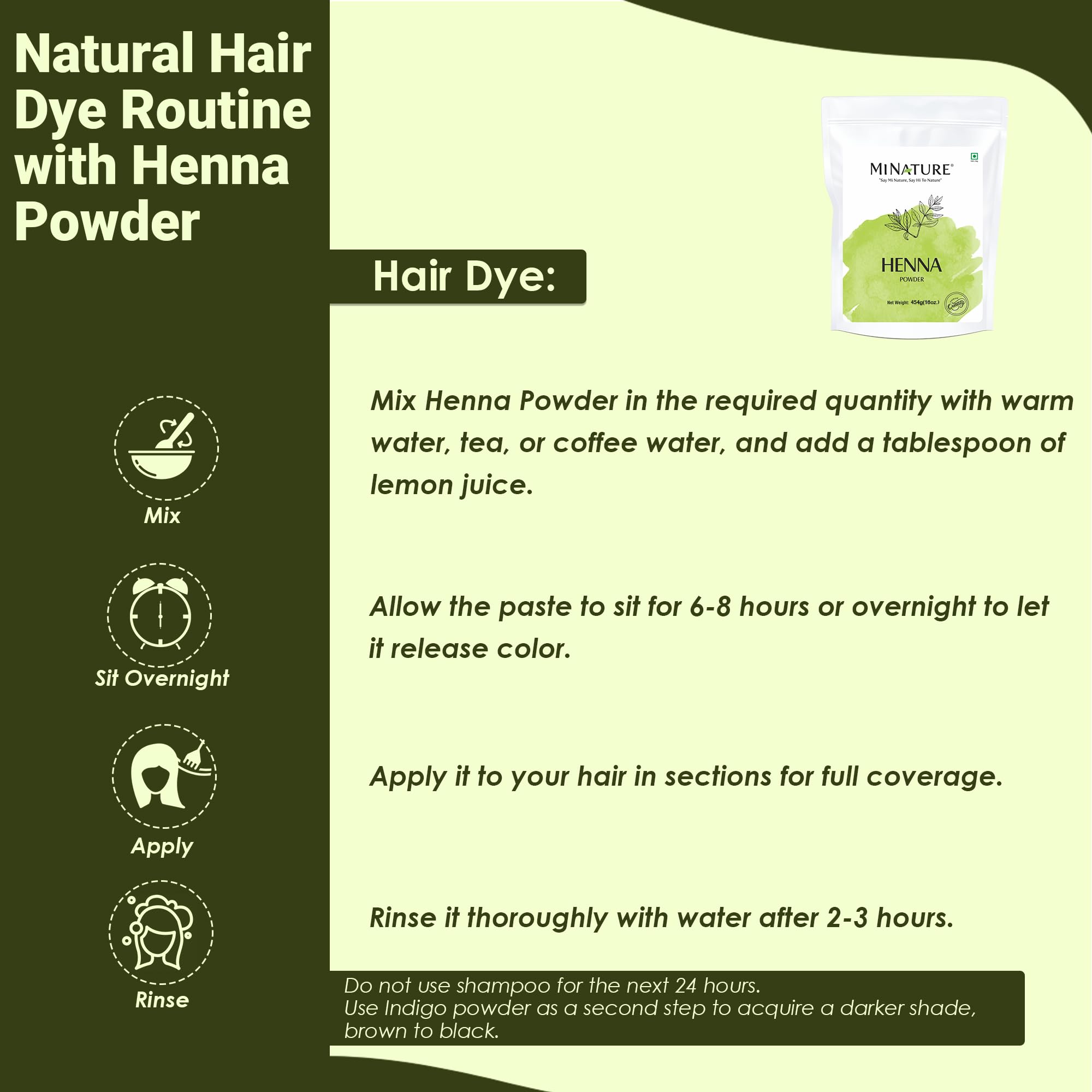 Mi Nature Pure Henna Powder (Lawsonia Inermis) 454g(16oz) - Natural Plant-Based Hair Coloring & Conditioning Treatment - Herbal Hair Care Formula - No Added Preservatives - Image 5