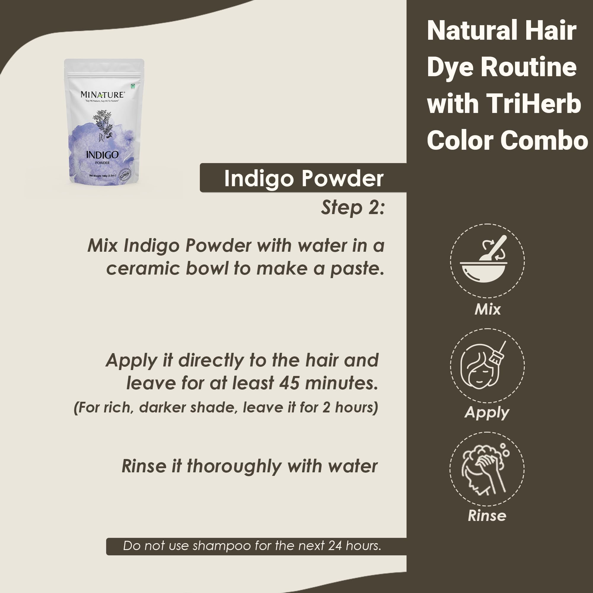 Mi Nature TriHerb Color Combo 300g (100g x 3) | Natural Care Kit with Henna, Indigo & Amla Powder | Colour With Care - Image 5