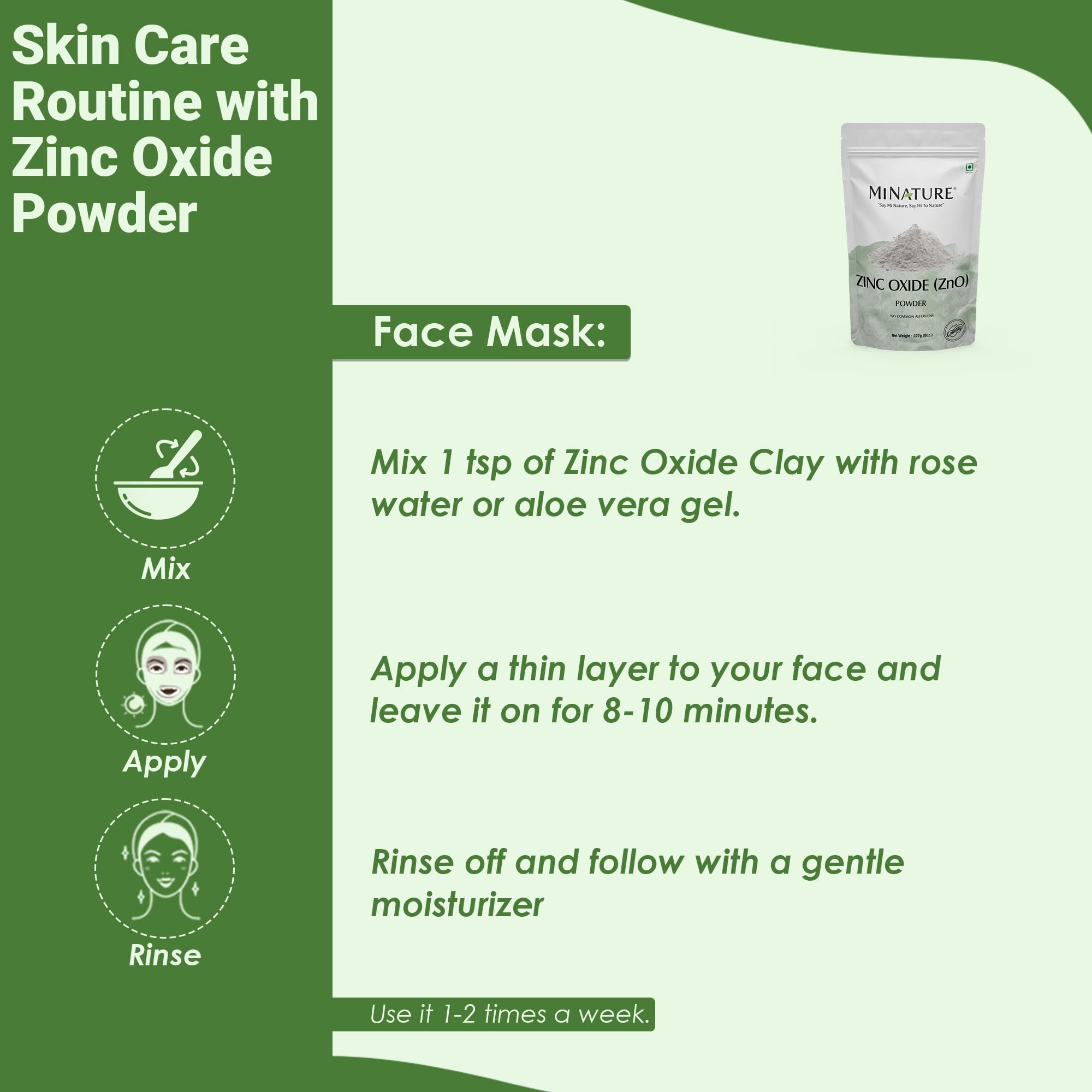 Mi Nature Zinc Oxide Powder 100g(3.5oz) | Skin Moisturizer | Herbal Skincare | Calming and Protective Properties| Multi-use | Natural Oil Balancer - Image 5