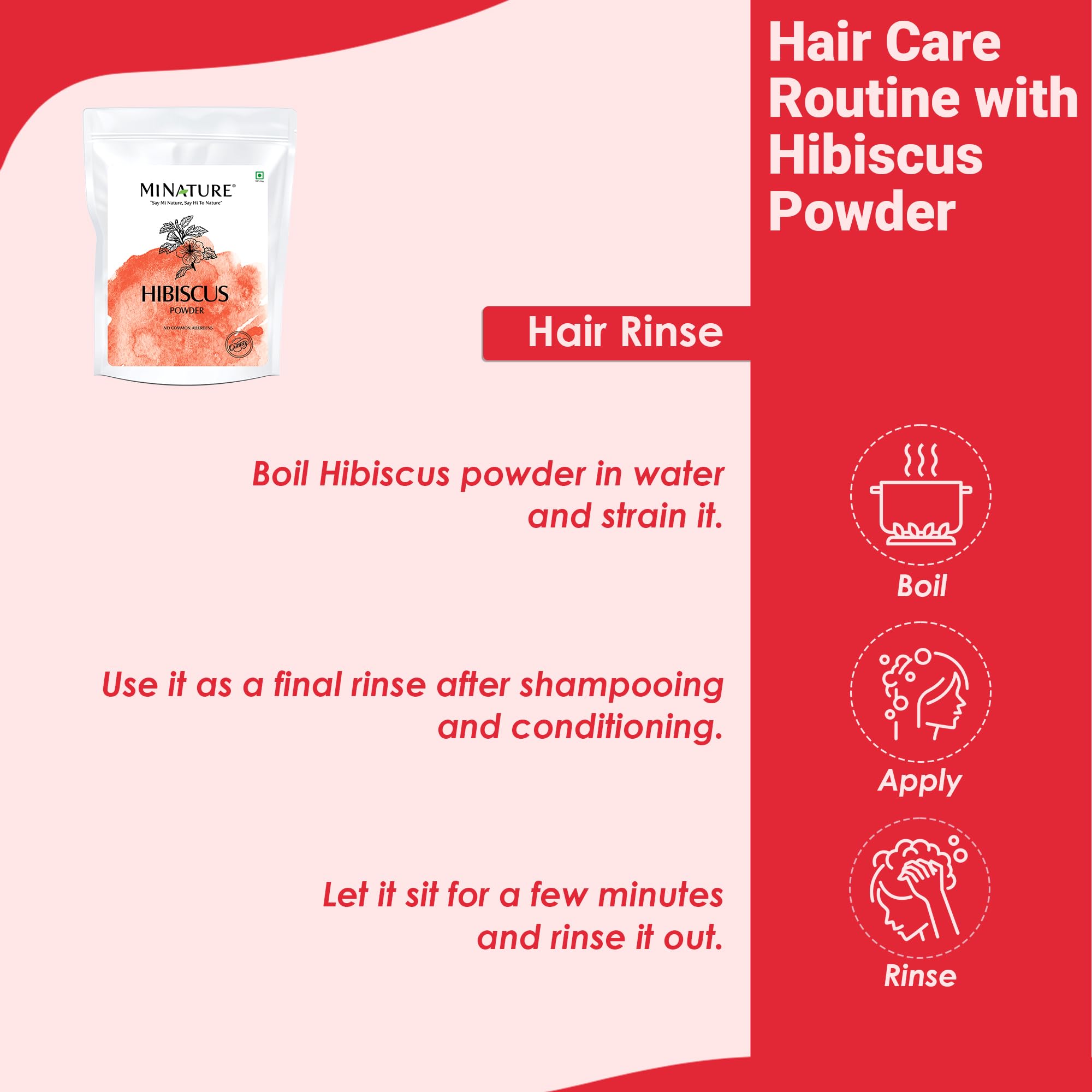 Mi Nature 100% Pure Hibiscus (Gudhal) Powder 454g (16 oz) | 100% Natural (Sabdariffa) Powderfor Hair Care, Face Pack, Tea & DIY Herbal Remedies - Image 5