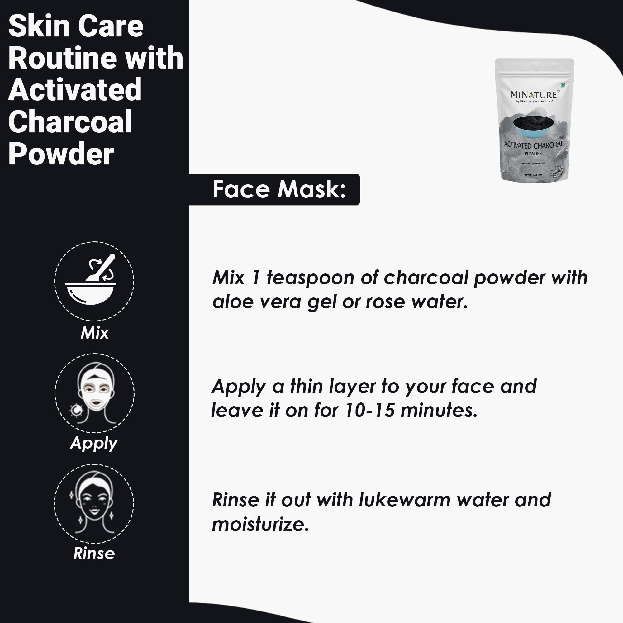 minature Activated Charcoal Powder | 100g (8Oz) | Pure & Natural | DIY Exfoliating Scrub, Face Mask & Teeth Powder | Herbal Cosmetic Use |For Homemade Use - Image 5