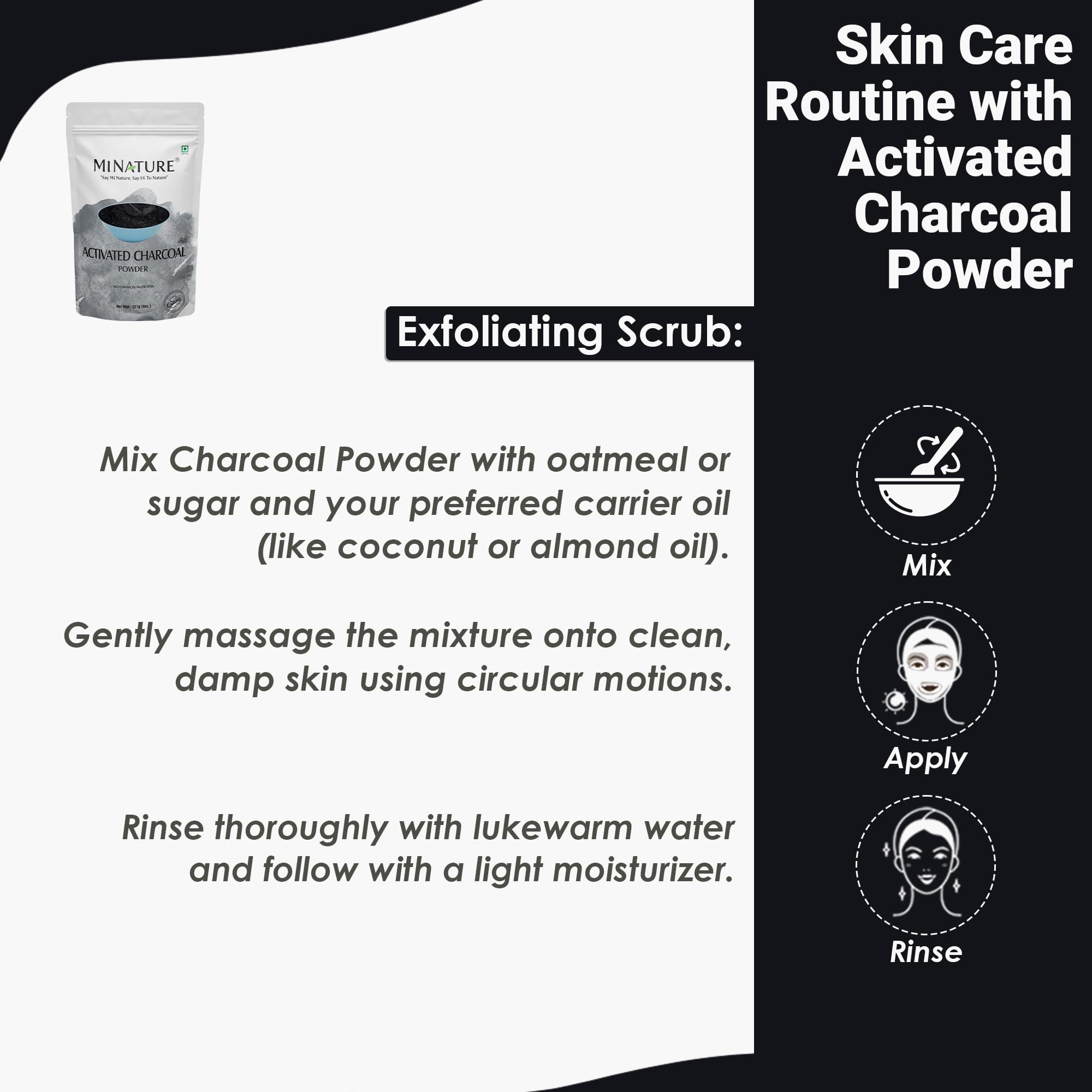 minature Activated Charcoal Powder | 100g (8Oz) | Pure & Natural | DIY Exfoliating Scrub, Face Mask & Teeth Powder | Herbal Cosmetic Use |For Homemade Use - Image 6