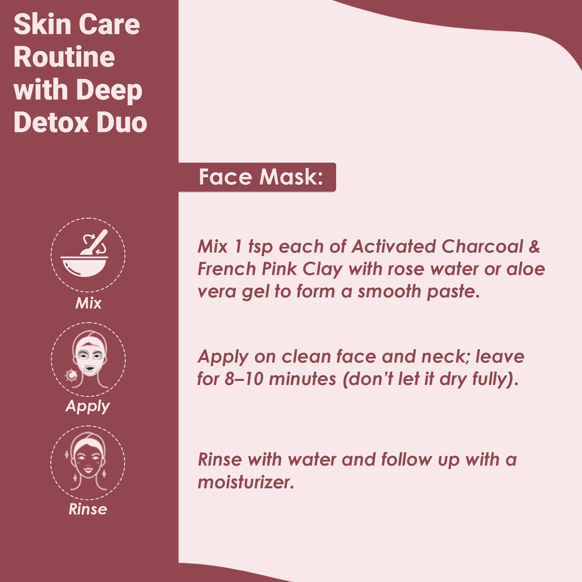 minature Deep Detox Duo Face Mask Activated Charcoal & French Pink Clay Powder | 100% Pure & Natural | Oil Control,Teeth Whitening | DIY Face Pack & Skincare | 100g Each | Chemical & Cruelty-Free - Image 4