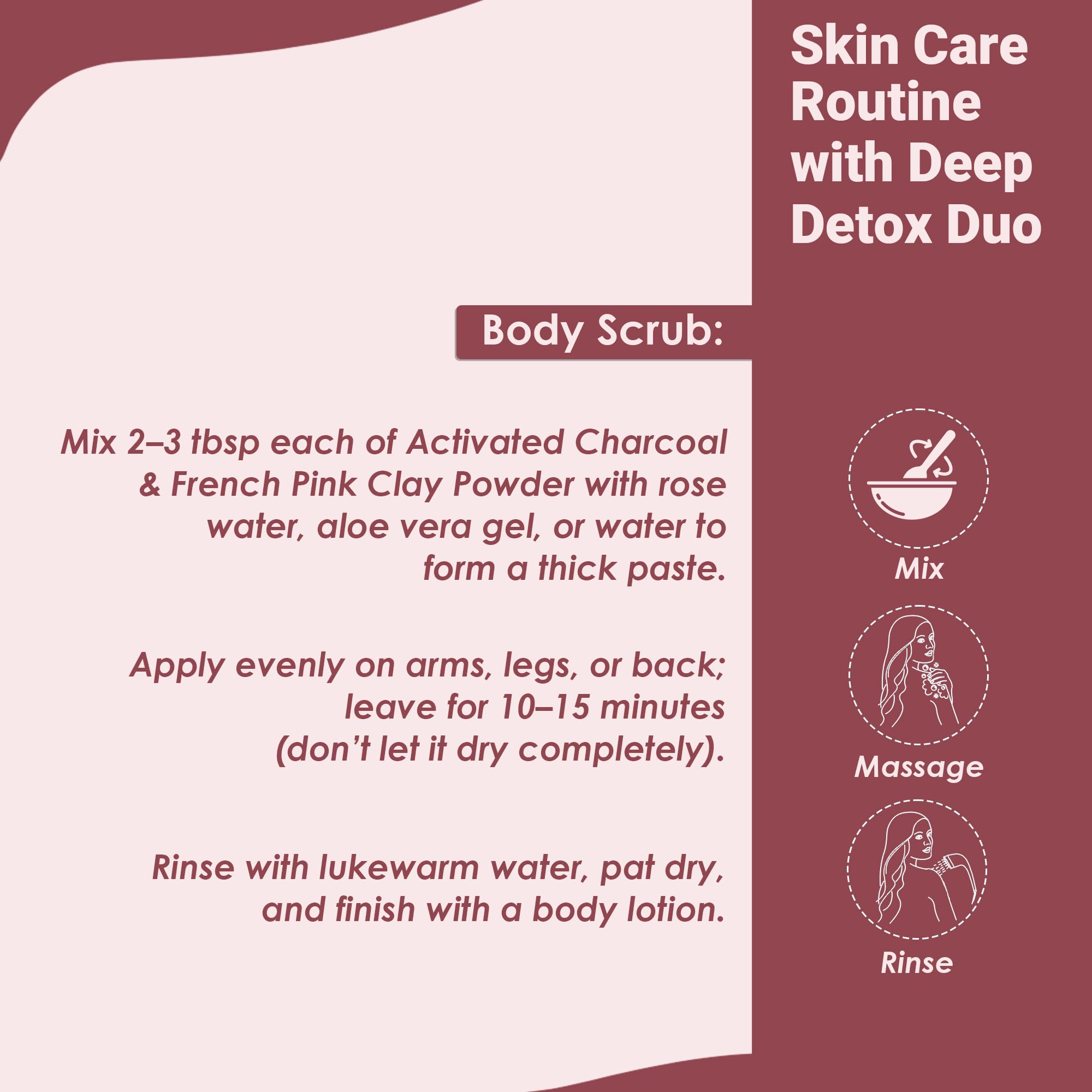 minature Deep Detox Duo Face Mask Activated Charcoal & French Pink Clay Powder | 100% Pure & Natural | Oil Control,Teeth Whitening | DIY Face Pack & Skincare | 100g Each | Chemical & Cruelty-Free - Image 5