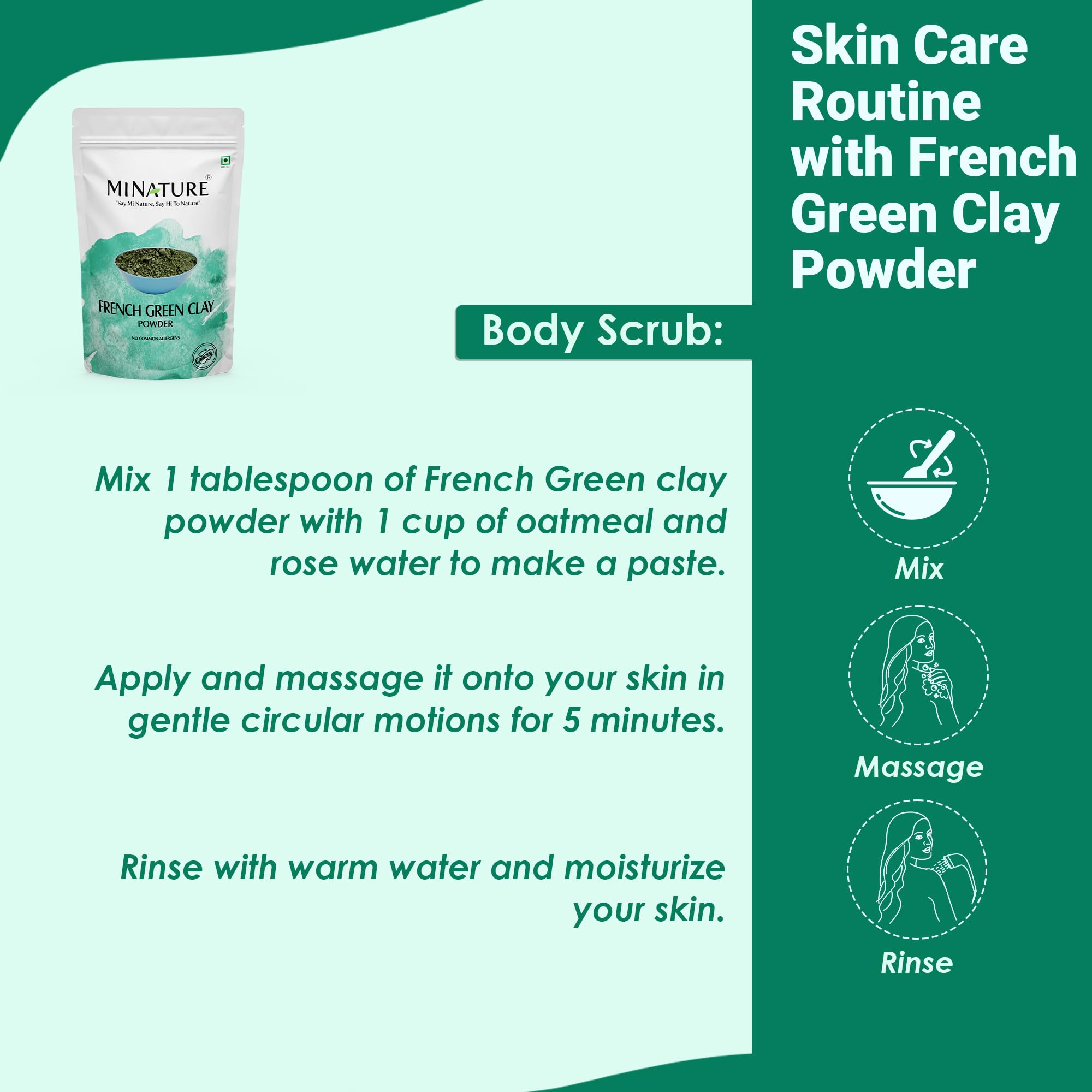 minature French Green Clay Powder| Montmorillonite |for Skincare Face Masks, Face Scrubs, Body Cleansers| Pure & Natural Detoxifier For All Skin Types | 227G(8 Oz) - Image 7