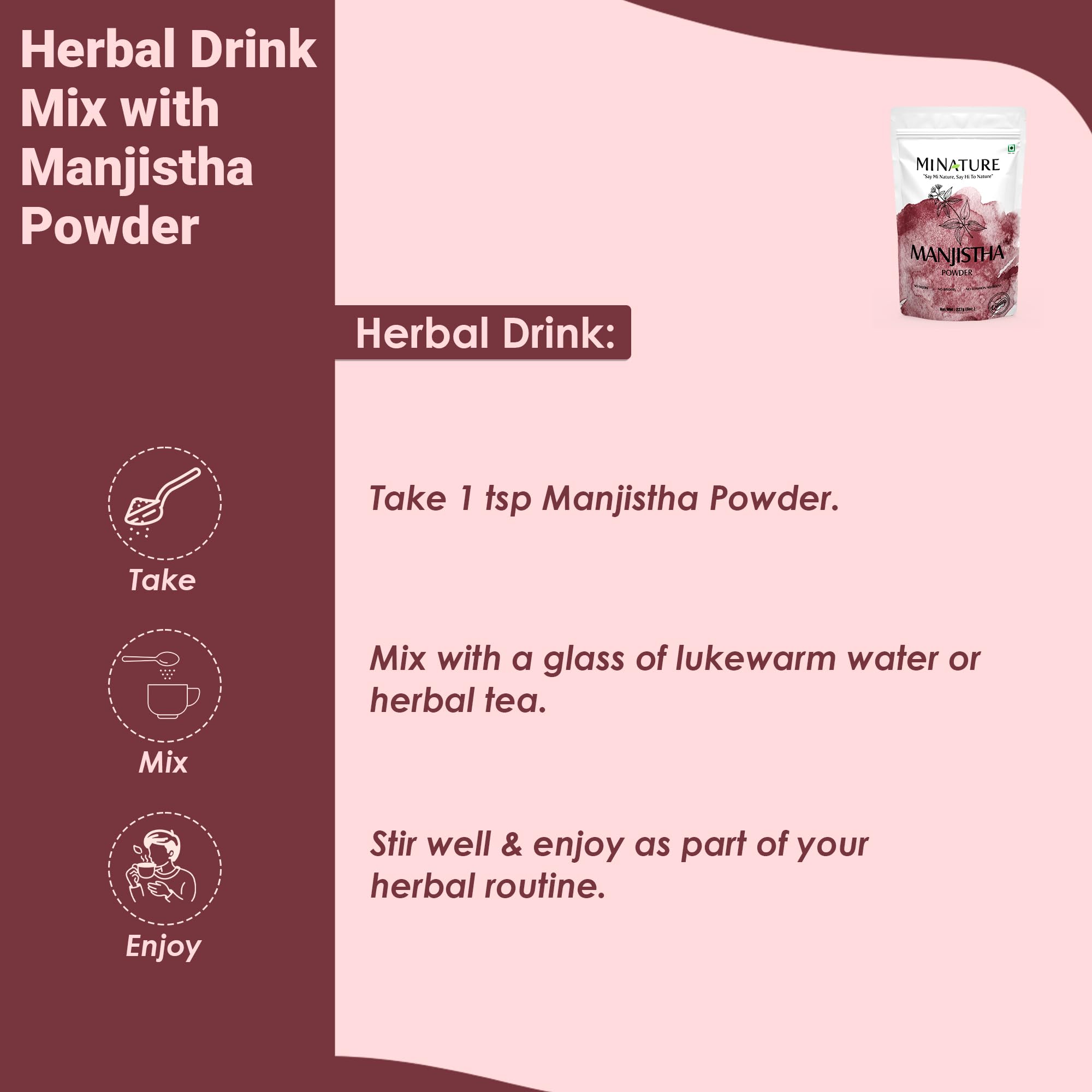 minature Manjistha Powder (Rubia CORDIFOLIA) Powder (227g / (1/2 lb) / 8 Ounces) |Detoxify| Beneficial for Hair and Skin | Resealable Zip Lock Pouch - Image 4