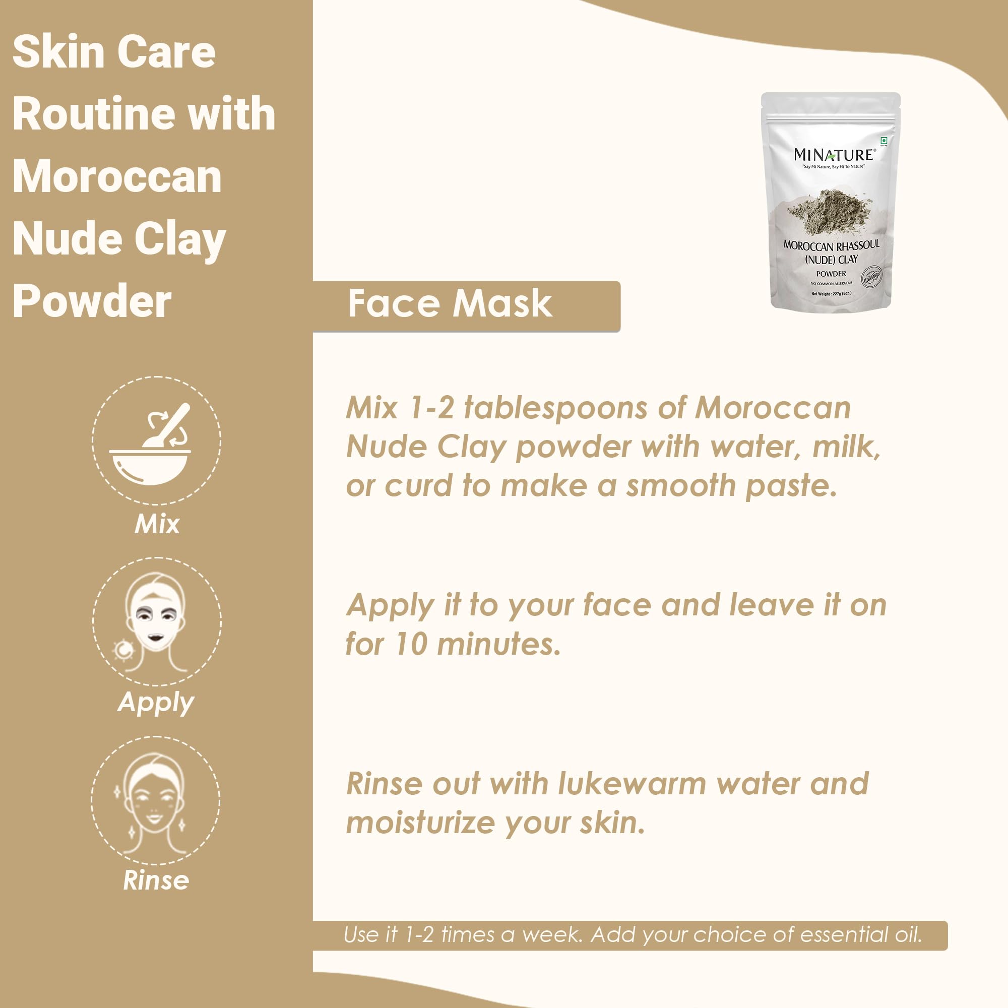 minature Moroccan Rhassoul Nude (Ghassoul) Clay Powder 227g (8oz) |Premium Face Mask & Hair Cleanser | DIY Cosmetics |Skin & Hair Care - Image 5