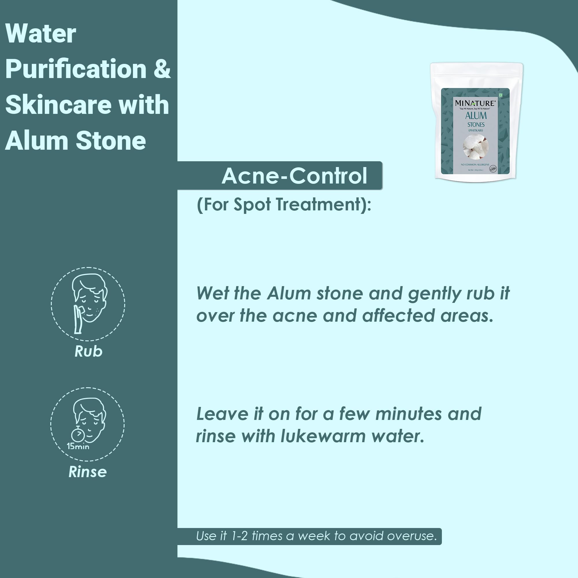 minature Potassium Alum Stone 250g |Phitkari Block| Pure Fitkari for Post Shave Care | Skin Care & Multiple Uses| Natural Deodorant - Image 7