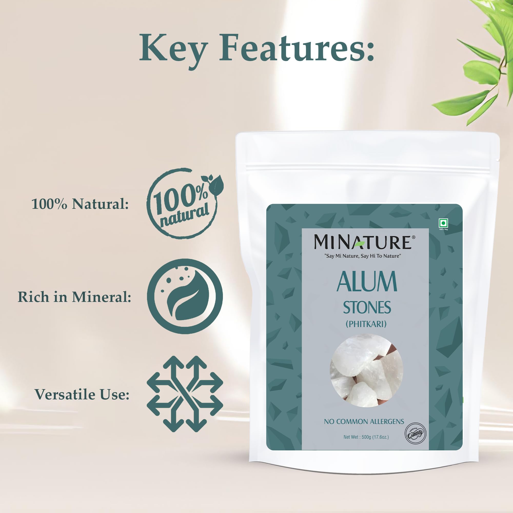 minature Potassium Alum Stone 500g |Phitkari Block| Pure Fitkari for Post Shave Care | Skin Care & Multiple Uses| Natural Deodorant - Image 8