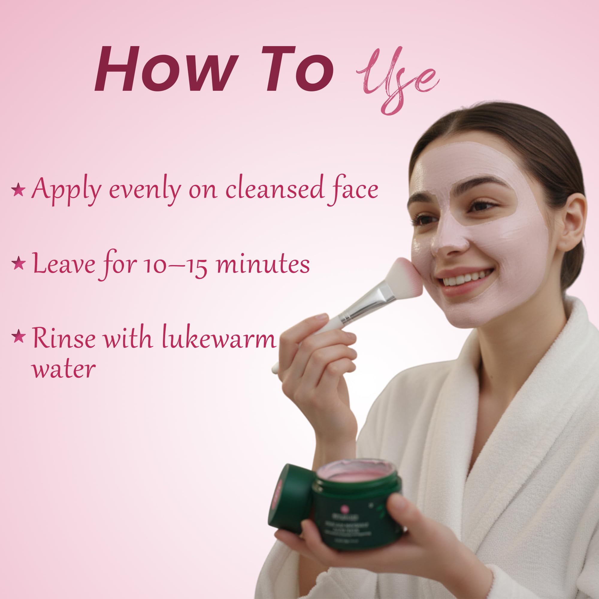 minature Rose & Beetroot Glow Mask — 50g Face Pack with Rose Petal, Beetroot Water Extract+ Gentle AHAs & Hyaluronic Acid- Hydrating & Exfoliating - Image 5