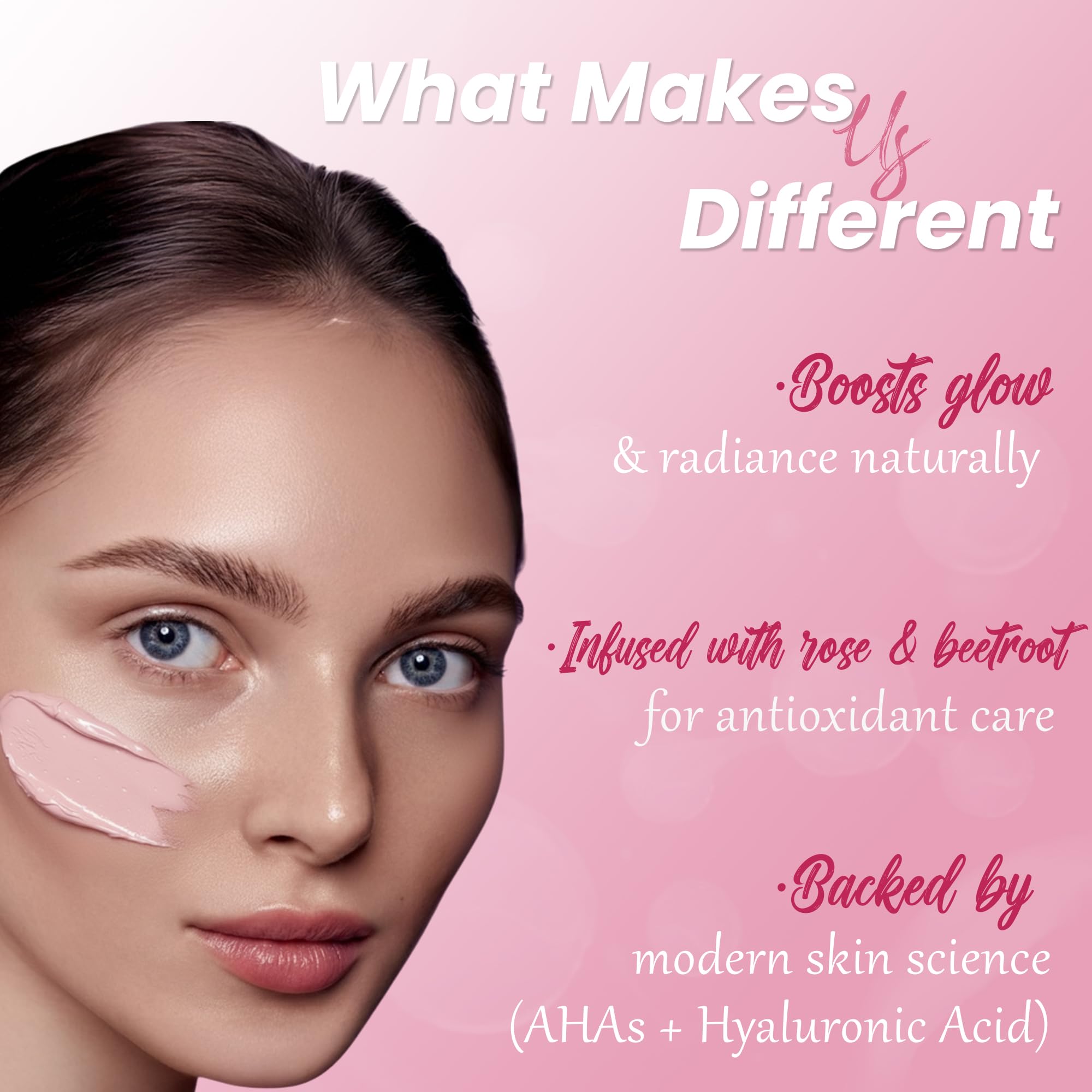 minature Rose & Beetroot Glow Mask — 50g Face Pack with Rose Petal, Beetroot Water Extract+ Gentle AHAs & Hyaluronic Acid- Hydrating & Exfoliating - Image 6