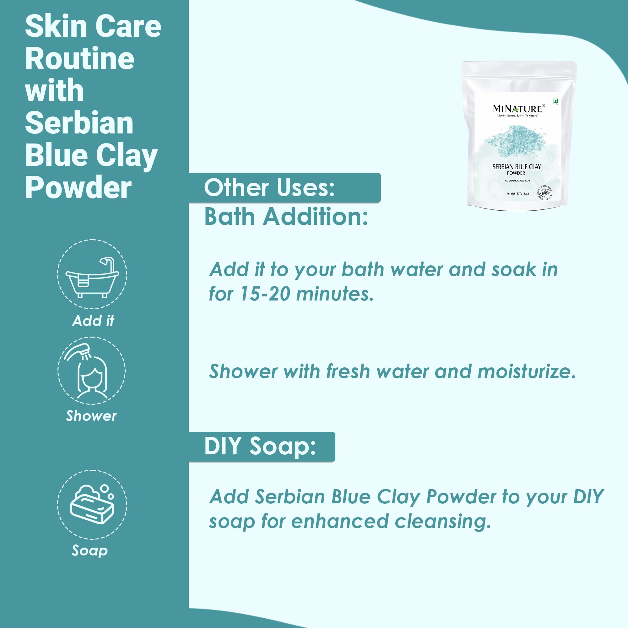minature Serbian 227g (8oz) |Cambrian Clay for Face, Body & Hair Care|Face Masks & Hair Masks | Blue Powder - Image 8