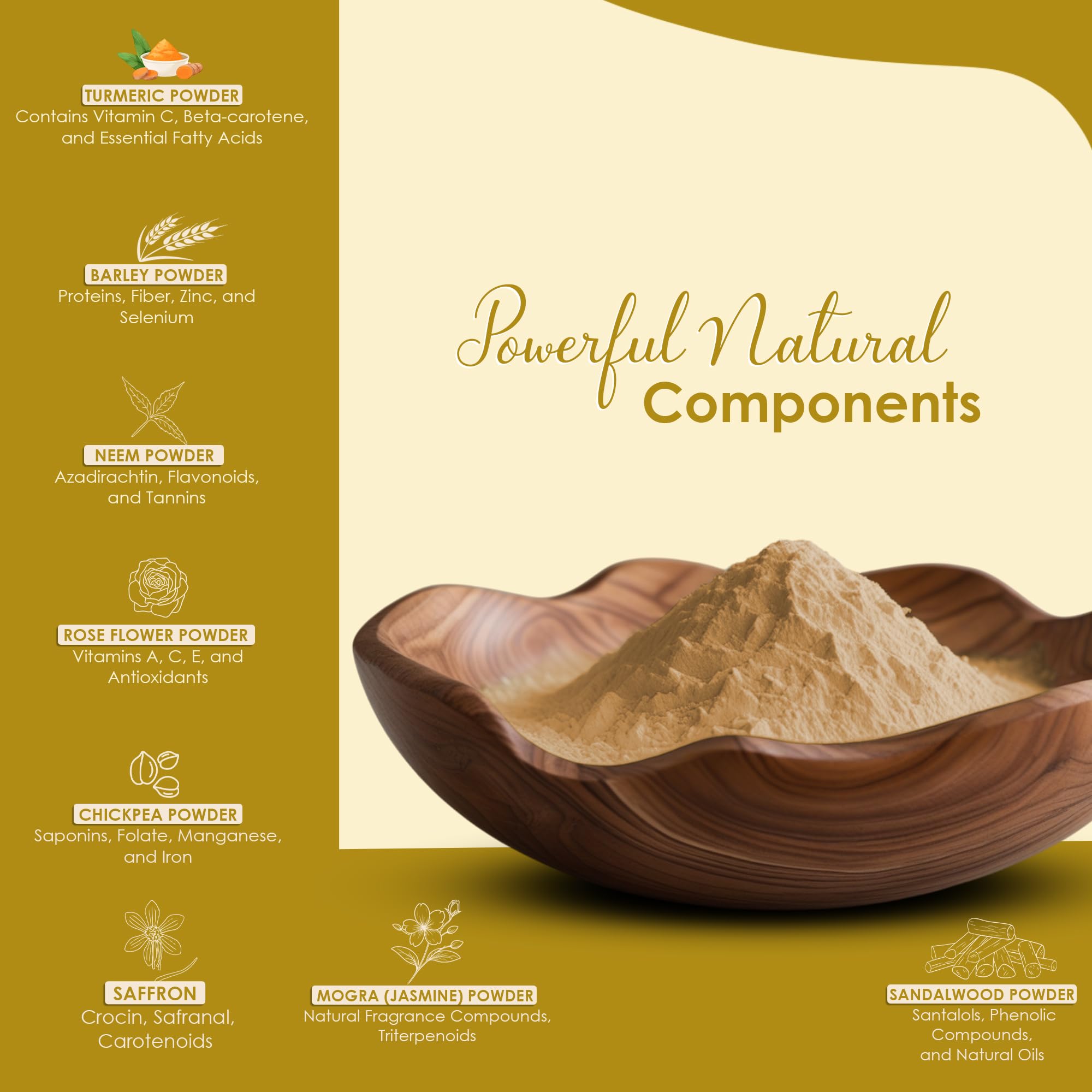 minature Ubtan Powder| 100g (4oz), Turmeric, Barley, Chickpeas, Neem, Sandalwood, Mograflower, Saffron & Rose Petal |Traditional DIY Pack | From India - Image 4