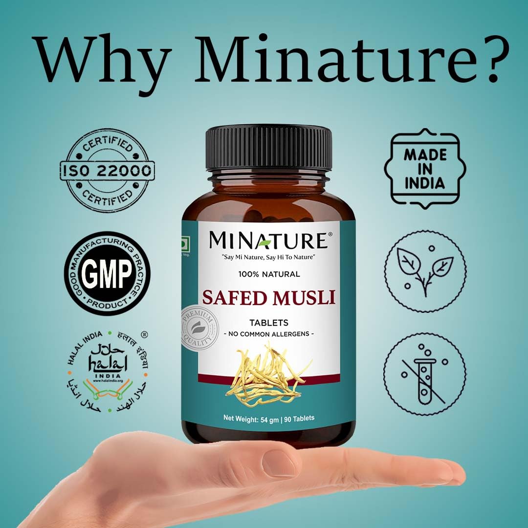 Safed Musli Tablets by mi Nature| | Pure & Natural herb | Free from Chemical & Preservative| Plant Based Gluten Free |90 Tablet, 45 Days Supply 1000mg - Image 8