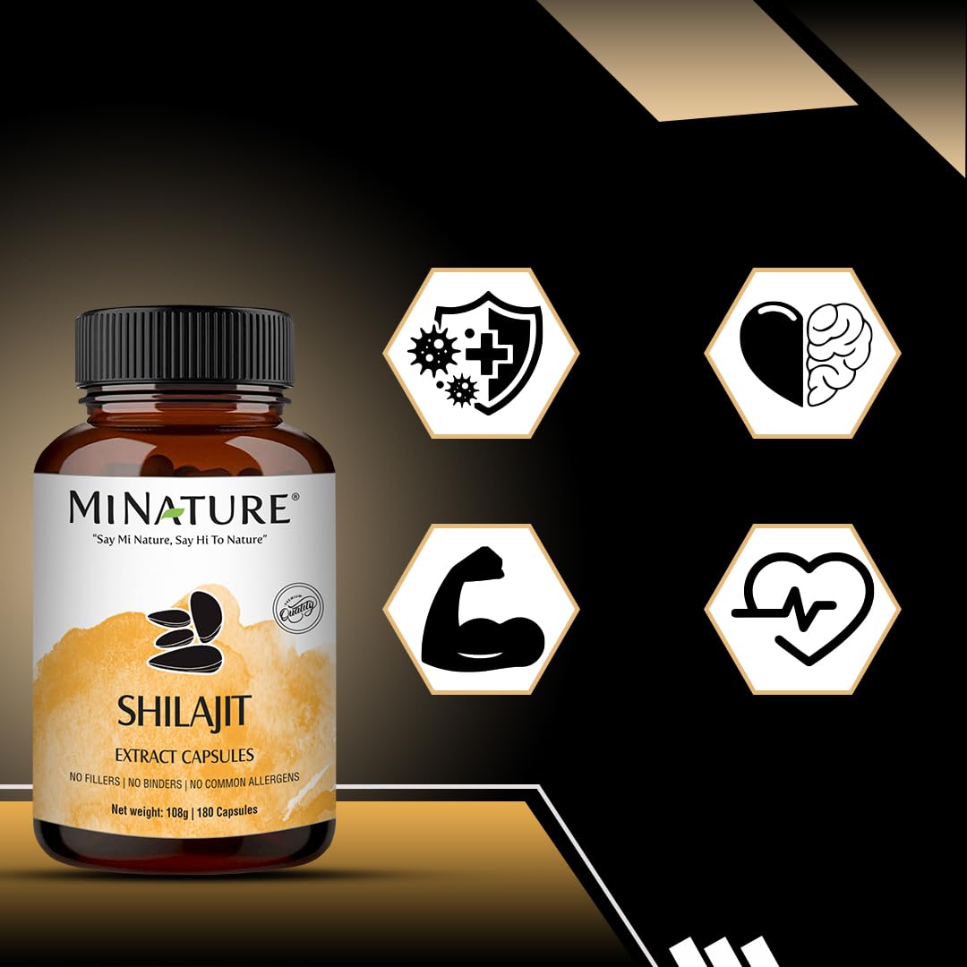 Shilajit Capsules - Non GMO Extract by mi Nature | 180 Veg Caps | Promotes Vibrant Energy & Vitality| 1000 mg | 100% Only Shilajit Extract Capsules | Fulvic Acid - Image 3