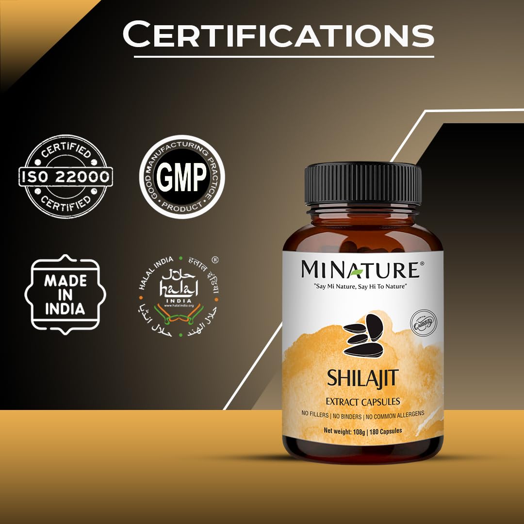 Shilajit Capsules - Non GMO Extract by mi Nature | 180 Veg Caps | Promotes Vibrant Energy & Vitality| 1000 mg | 100% Only Shilajit Extract Capsules | Fulvic Acid - Image 5